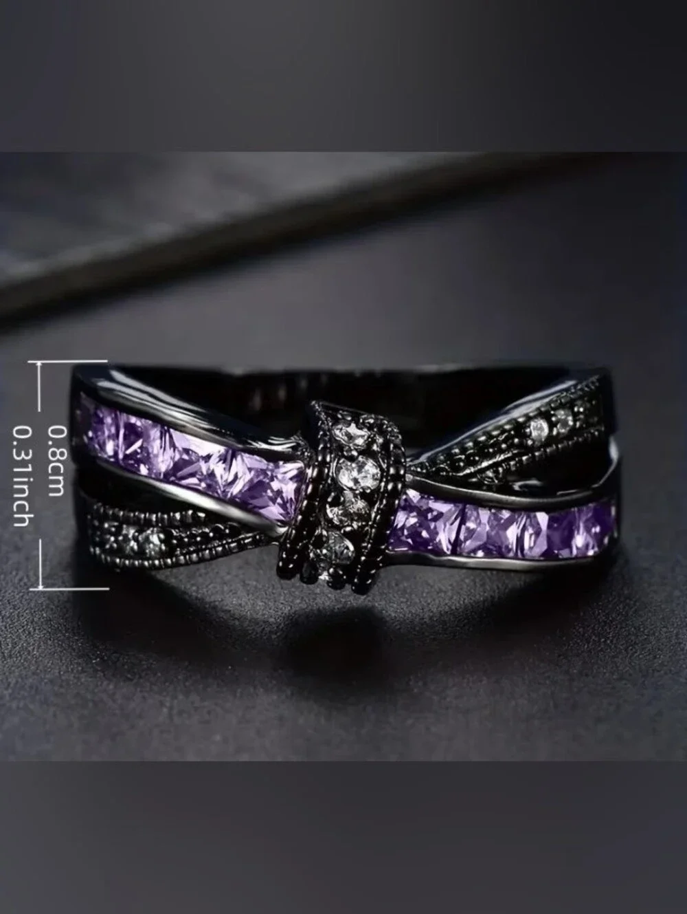 $8 Each Or Bundle 5/$20 Elegant Purple Crisscross Ring with Sparkling Accents